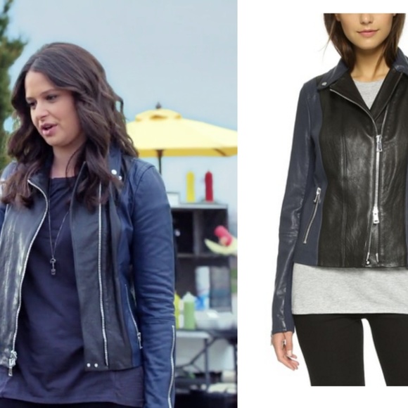 Vince Asymmetric Colorblock Blue Leather Jacket XS - Picture 8 of 8